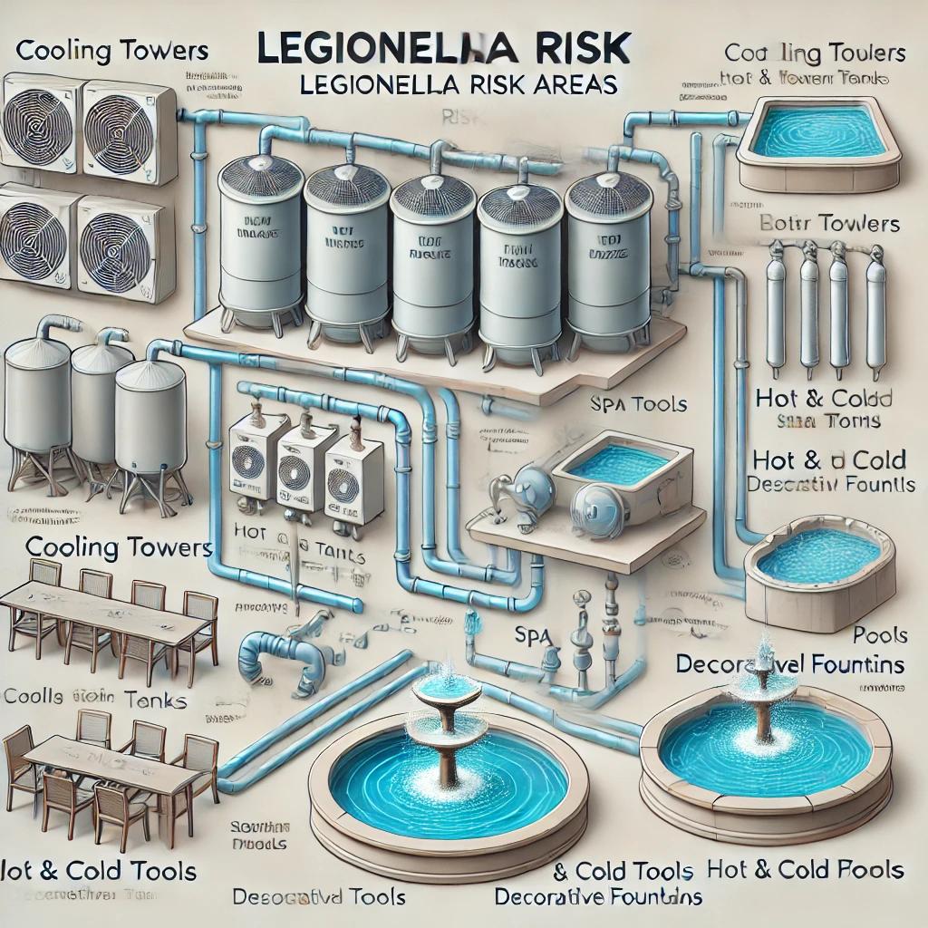 diagram showing areas where legionella can be found
